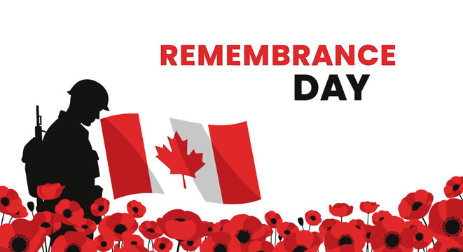 Soldier Silhouette, Remembrance Day, Canadian Flag, Poppy Field