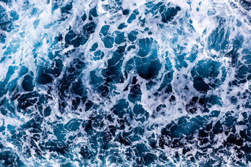 Ocean water texture. Top view of awesome water with foam. Can be used in covers, packaging, posters, textures, presentations, art and design projects. Enchanting vector illustration.