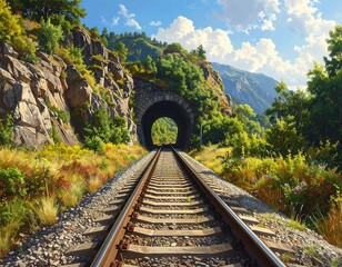 Mountain Railroad Tunnel Scenic View