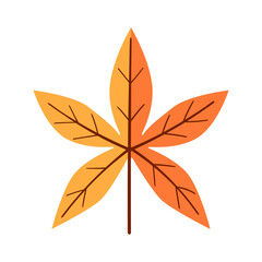 autumn leaf flat icon illustration on transparent background