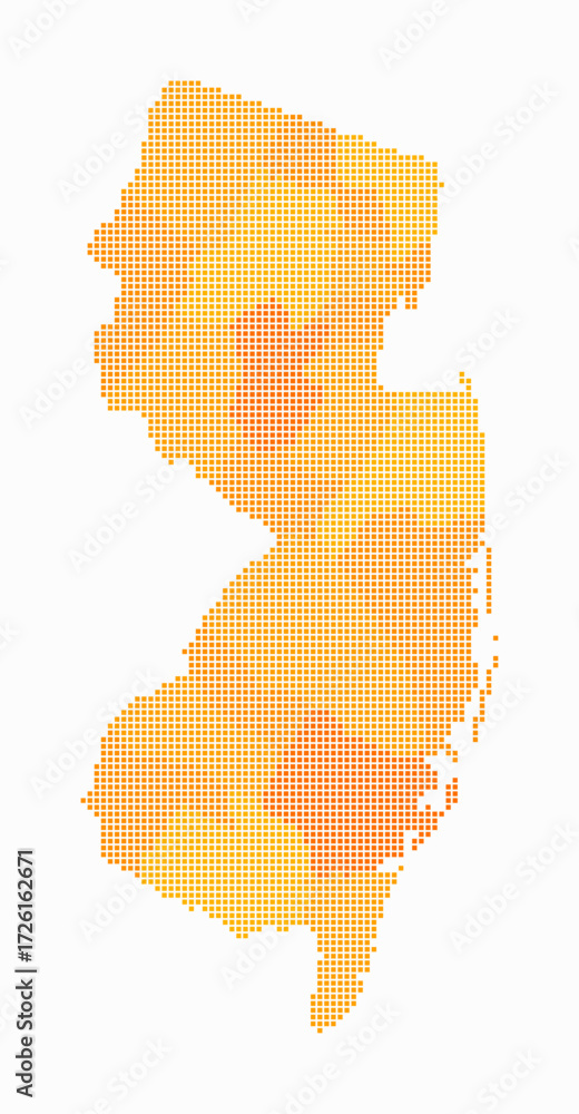 Poster new jersey dotted map. digital style map of the state on white background. new jersey shape with squ