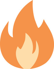 Simple orange and peach colored graphic of a stylized fire.