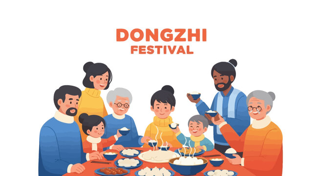 Multi-Generational Family Celebrating Dongzhi Festival with Dumplings and Tangyuan