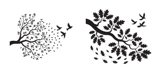 Eco-Friendly Tree and Bird Silhouette Artwork