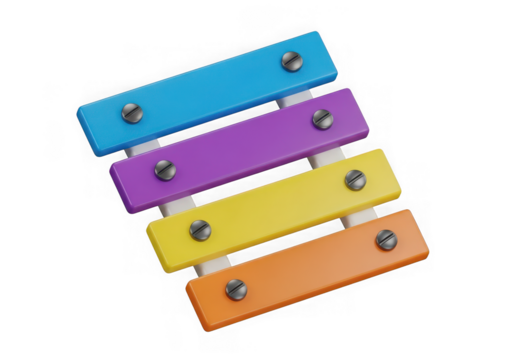 3d icon of colorful xylophone isolated on transparent background