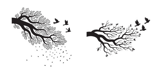 Eco-Friendly Tree and Bird Silhouette Artwork