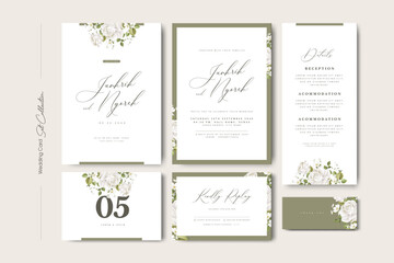wedding invitation card set with roses flower template