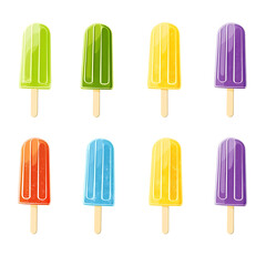 Colorful Assorted Popsicles Set Vibrant Summer Ice Cream Collection isolated on background (PNG)