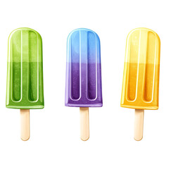 Colorful Assorted Popsicles Set Vibrant Summer Ice Cream Collection isolated on background (PNG)
