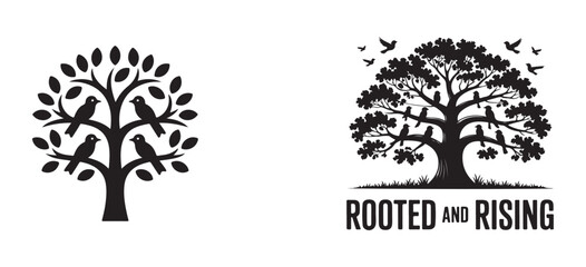 Obraz premium Wildlife Bird Silhouette Sitting in Trees