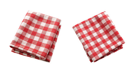 Fototapeta premium Picnic Checkered Towel: A checkered picnic towel, sharp and detailed fabric texture, PNG format.