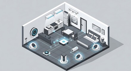Smart Home Automation Concept Integrated Technology for Modern Living - Isometric View