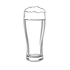 Sketch Tall Pilsner Beer Glass Doodle Isolated Line Drawing