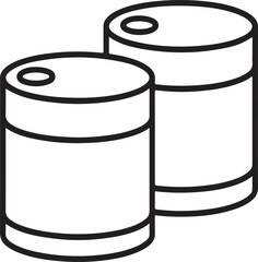 Two industrial metal barrels or drums standing together isolated on white background