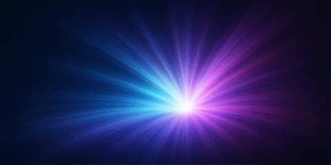 Abstract blue background with a bright light burst and glowing rays
