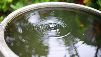 Water droplet ripples in a stone basin