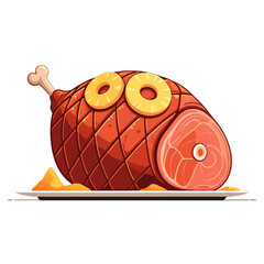 Delicious Ham with Pineapple Slices on a Serving Platter.