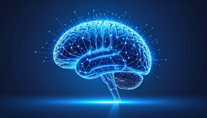 Stunning Futuristic Brain Illustration Featuring Intricate Neural Networks and Radiant Light Effects Symbolizing Artificial Intelligence