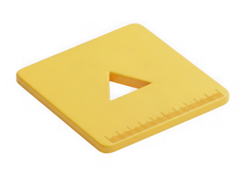 3d icon of yellow square with play button cutout isolated on white isolated on transparent background