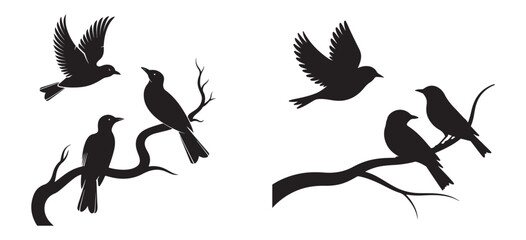 Decorative Nature Bird Icon Set