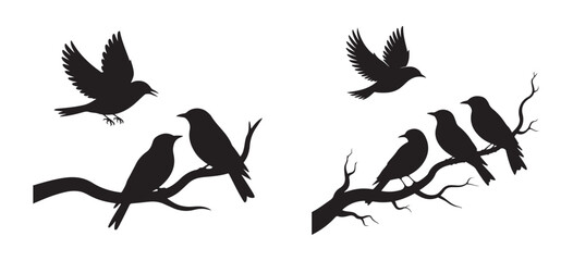 Decorative Nature Bird Icon Set