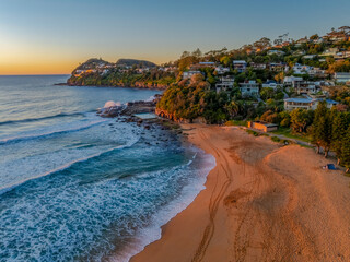 Sunrise at the seaside with a cloudless sky