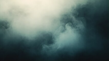 Fototapeta premium Ethereal teal smoke swirls in a dark, atmospheric abyss, creatin