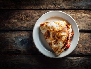 Deliciously Grilled Quesadilla on Rustic Wooden Table