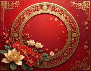 Ornate Floral Design on a Red Background