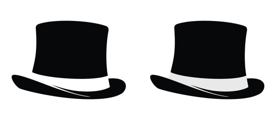 A classic top hat with a slightly curved brim, an elegant icon for gentleman, magic, vintage, and formal themes