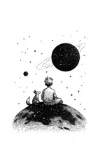 The Little Prince, Prince, Le Petit Prince, Saint-Exupéry, fox, rose, planet, fairy tale, fable, children, friendship, love, desert, illustration, scarf, cartoon, animal, vector, cute, fantasy, happy,