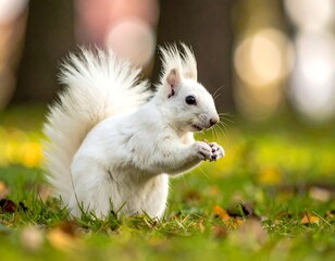 White squirrel in autumn park (1)
