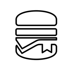 Burger Outline Icon: Fast Food Symbol