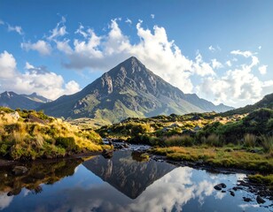Majestic Mountain Reflection in Serene Valley