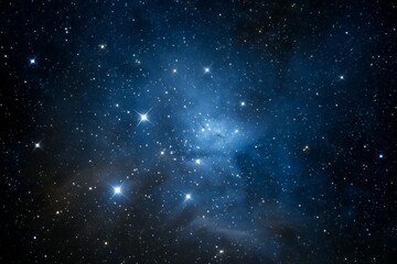 Naklejka premium Vast blue nebula with distant stars in the night sky