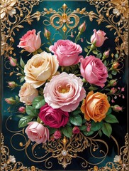 Gorgeously embellished birthday card with floral decorations