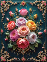 Gorgeously embellished birthday card with floral decorations