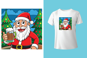Red tshirt mockup on wooden background with christmas decorations around