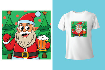 Red tshirt mockup on wooden background with christmas decorations around
