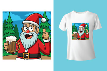 Red tshirt mockup on wooden background with christmas decorations around