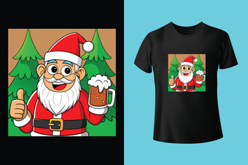 Red tshirt mockup on wooden background with christmas decorations around
