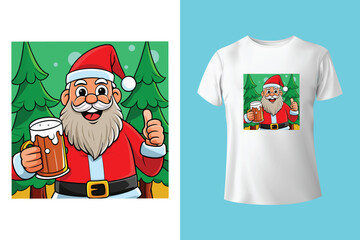 Red tshirt mockup on wooden background with christmas decorations around
