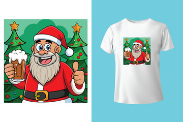 Red tshirt mockup on wooden background with christmas decorations around