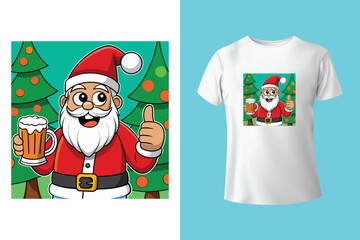 Red tshirt mockup on wooden background with christmas decorations around