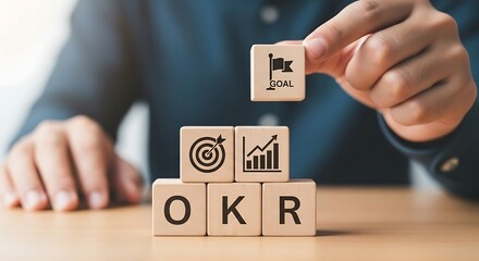 Crafting business success with OKRs and goals for a modern, dynamic workplace, visualize your objectives and key results with this engaging concept