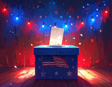 Patriotic Election Day Voting Box Illustration