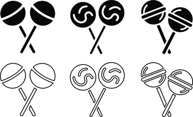Lollipop Icon Set. Collection of Sweet Candy Symbols and Outline Vector Style.
