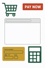 Online shopping checkout page with credit card payment and pay now button