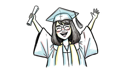 Cheerful Graduate Celebrating with Diploma and Cap