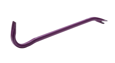 A single purple metal crowbar tool isolated on white.